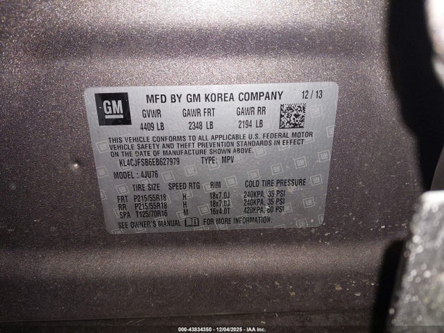 Aukcja sprzedaży 2014 Buick Encore Convenience, vin: KL4CJFSB6EB627979, numer aukcji: 43834350