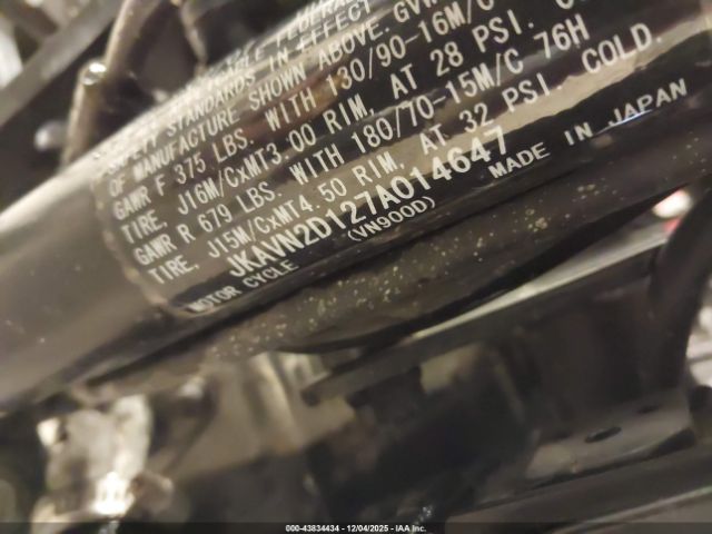 2007 KAWASAKI VN900 JKAVN2D127A014647 Photo 9