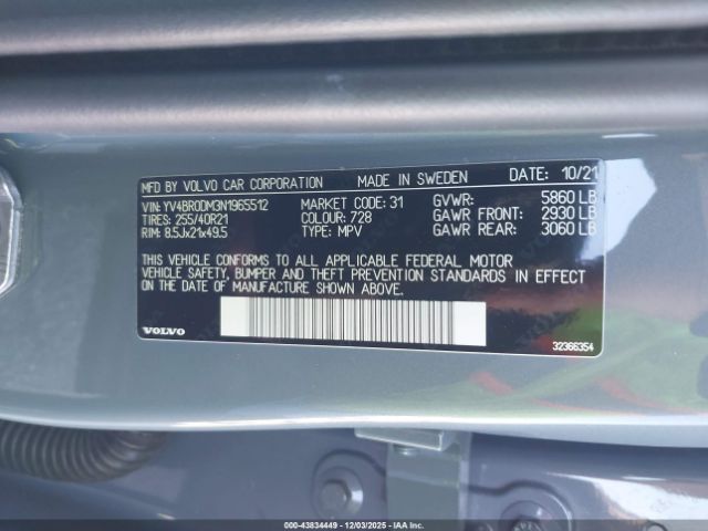 2022 VOLVO XC60 RECHARGE PLUG-IN HYBRID YV4BR0DM3N1965512 Photo 8