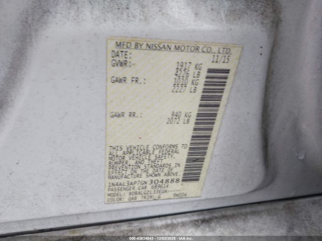 2016 NISSAN ALTIMA 1N4AL3AP7GN304888 Photo 8