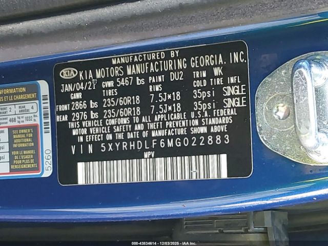 2021 KIA SORENTO 5XYRHDLF6MG022883 Photo 8