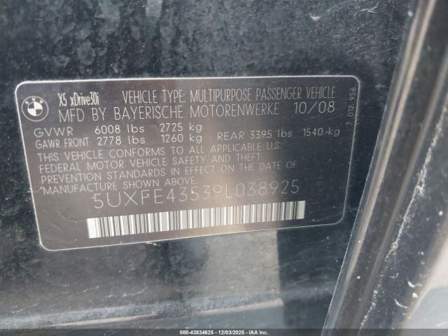 2009 BMW X5 5UXFE43539L038925 Photo 8