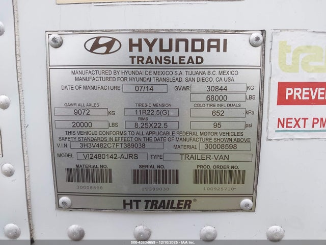 Aukcja sprzedaży 2015 Hyundai Translead Inc Unknown, vin: 3H3V482C7FT389038, numer aukcji: 43834659