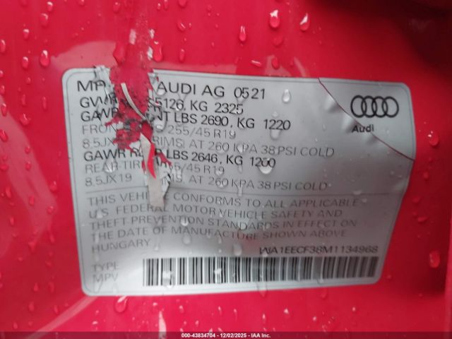 2021 AUDI Q3 WA1EECF38M1134968 Photo 8