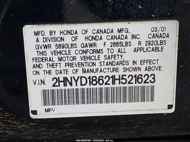 2001 ACURA MDX 2HNYD18621H521623 Photo 8