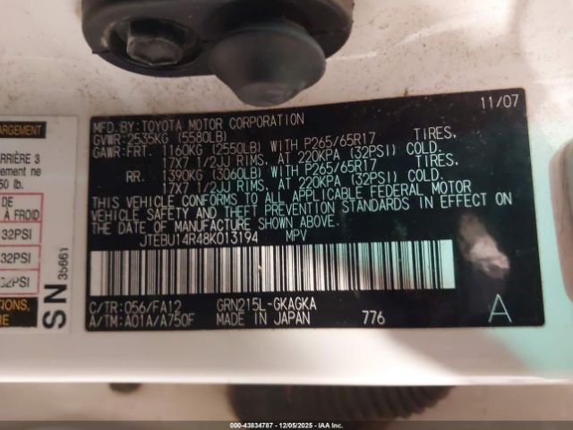 2008 TOYOTA 4RUNNER JTEBU14R48K013194 Photo 8