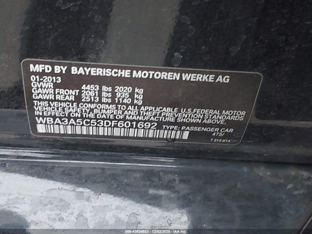 2013 Bmw 328i მანქანა იყიდება აუქციონზე, vin: WBA3A5C53DF601692, აუქციონის ნომერი: 43834803