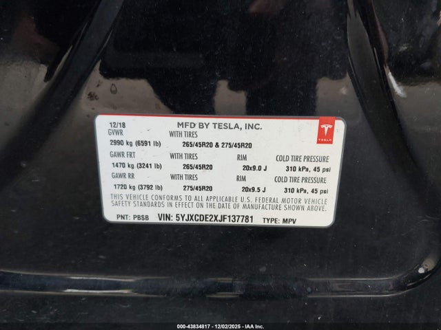 2018 TESLA MODEL X 5YJXCDE2XJF137781 Photo 8