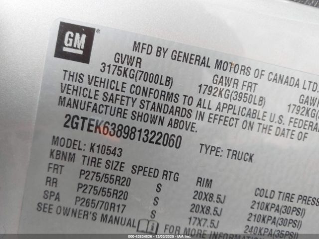 2008 GMC SIERRA 1500 2GTEK638981322060 Photo 8