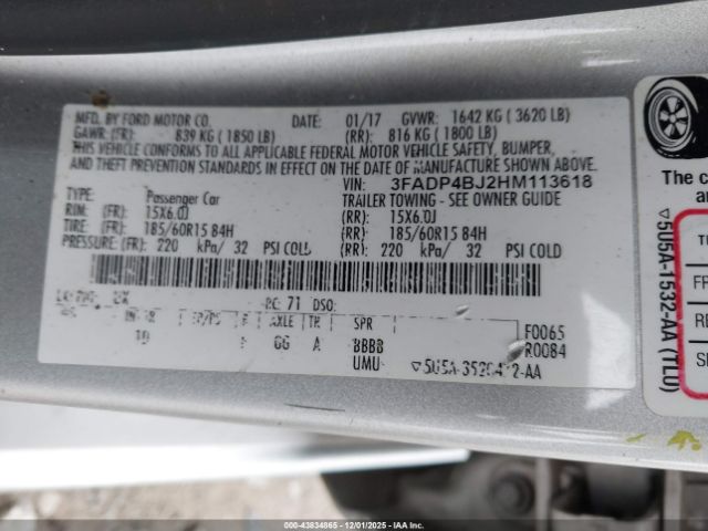 2017 FORD FIESTA 3FADP4BJ2HM113618 Photo 8