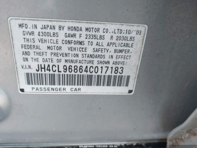 2004 ACURA TSX JH4CL96864C017183 Photo 8