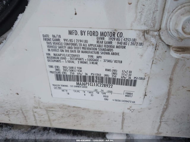 MAJ6P1CL1JC228922 Ford Ecosport Ses