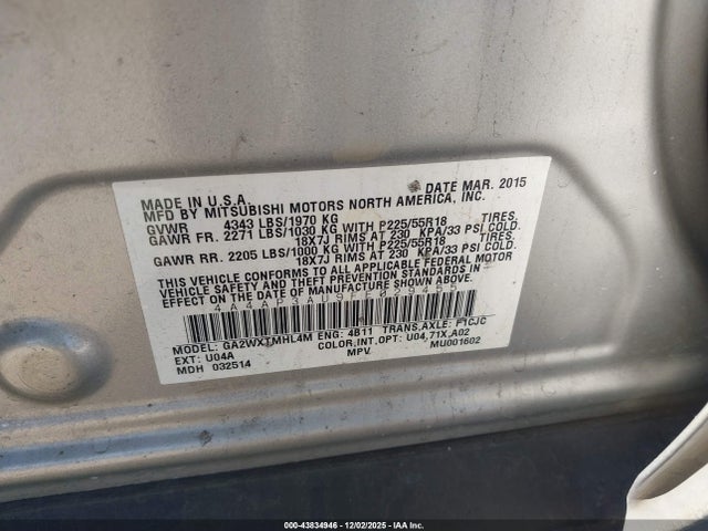 2015 MITSUBISHI OUTLANDER SPORT 4A4AP3AU9FE029455 Photo 8