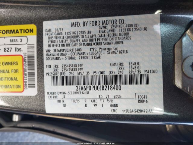 2018 FORD FUSION ENERGI 3FA6P0PU0JR218400 Photo 8