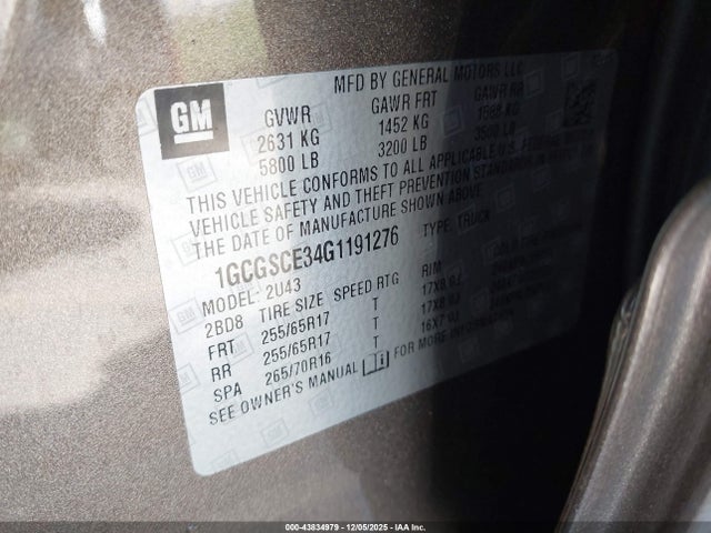 1GCGSCE34G1191276 Chevrolet Colorado Lt