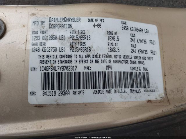 2000 CHRYSLER TOWN & COUNTRY 1C4GP64L7YB702317 Photo 8