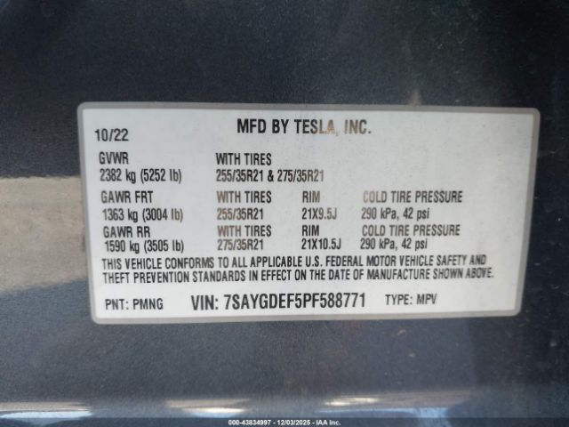 2023 TESLA MODEL Y 7SAYGDEF5PF588771 Photo 8