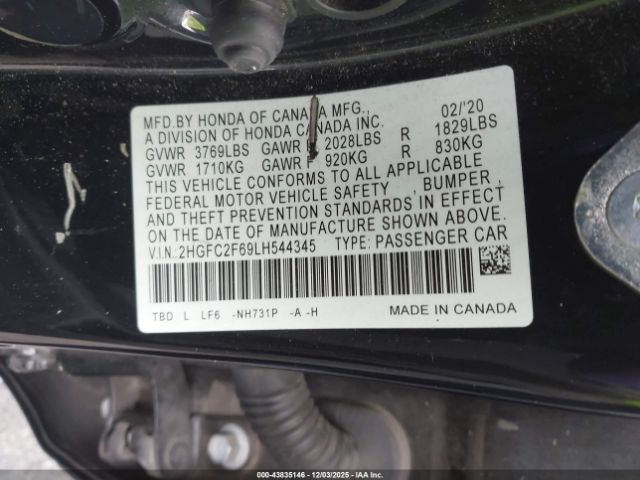 2020 HONDA CIVIC 2HGFC2F69LH544345 Photo 8