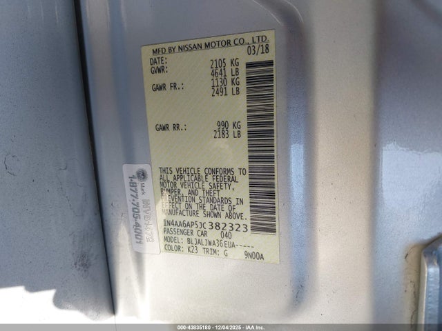1N4AA6AP5JC382323 Nissan Maxima 3.5 Sv