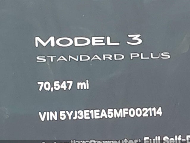 2021 TESLA MODEL 3 5YJ3E1EA5MF002114 Photo 6