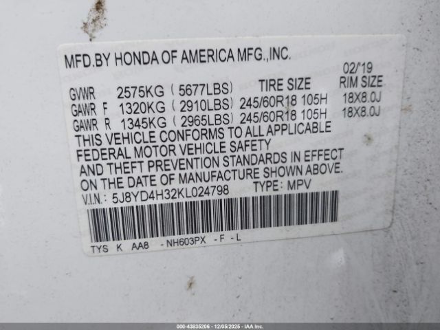 2019 ACURA MDX 5J8YD4H32KL024798 Photo 8