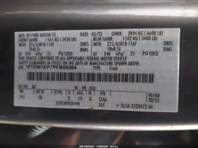 2023 FORD F-150 1FTEW1EP7PFB09384 Photo 8