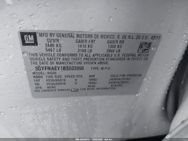 2011 CADILLAC SRX 3GYFNAEY1BS603996 Photo 8