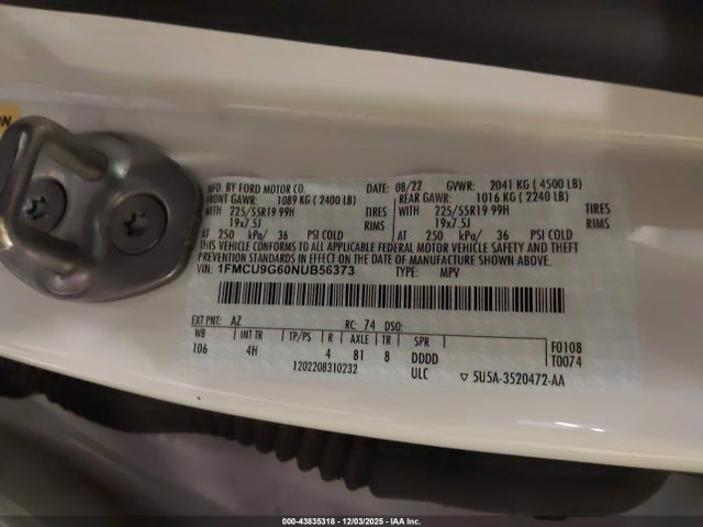 1FMCU9G60NUB56373 Ford ESCAPE SE