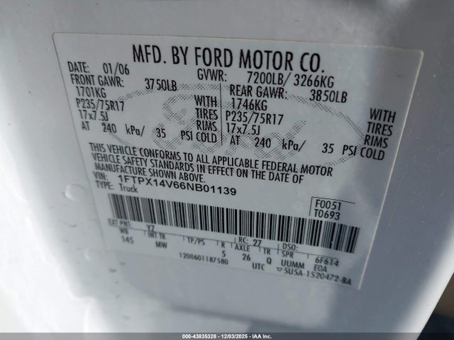 2006 FORD F-150 1FTPX14V66NB01139 Photo 8