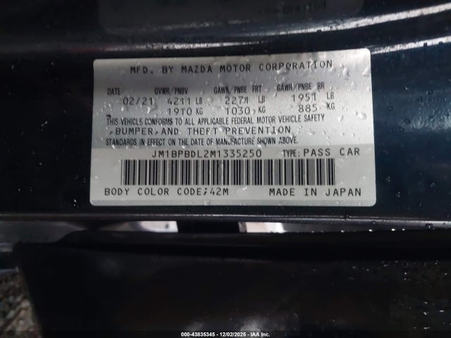 43835345 :رقم المزاد ، JM1BPBDL2M1335250 vin ، 2021 Mazda Mazda3 Premium مزاد بيع
