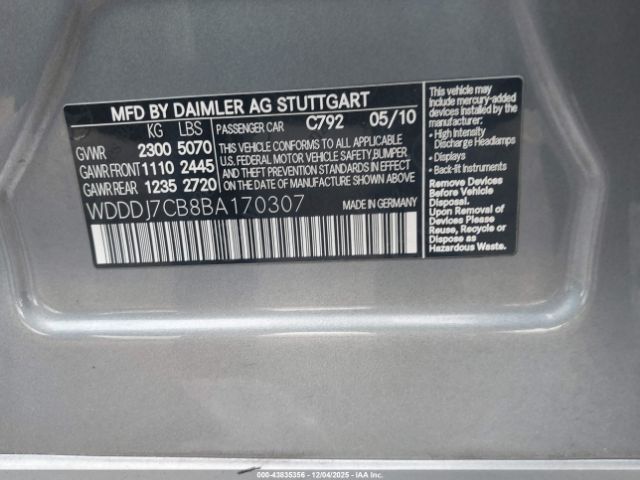 2011 MERCEDES-BENZ CLS 550 WDDDJ7CB8BA170307 Photo 8