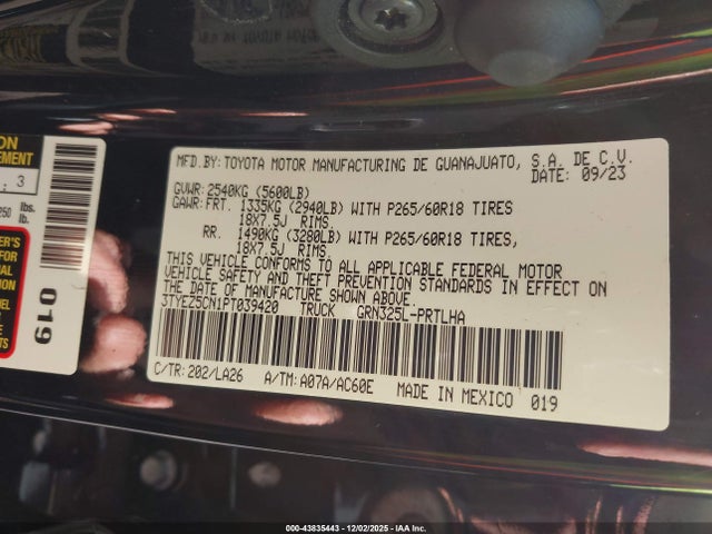 3TYEZ5CN1PT039420 Toyota Tacoma Limited