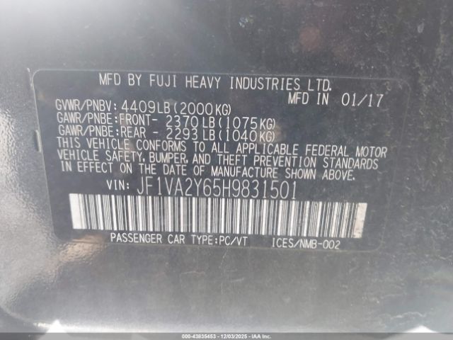 2017 SUBARU WRX STI JF1VA2Y65H9831501 Photo 8