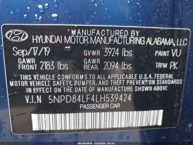 2020 HYUNDAI ELANTRA 5NPD84LF4LH539424 Photo 8