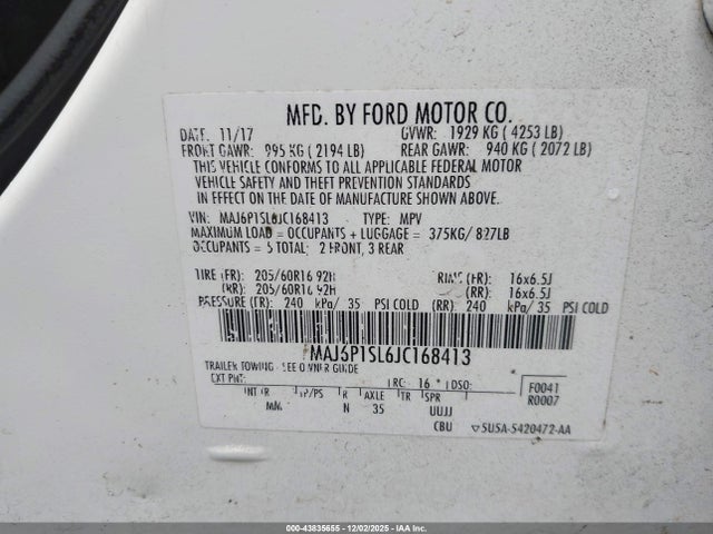 MAJ6P1SL6JC168413 Ford ECOSPORT S