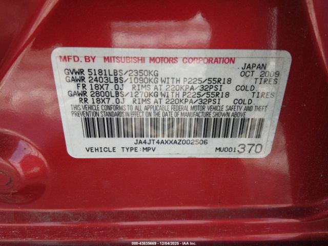 2010 MITSUBISHI OUTLANDER JA4JT4AXXAZ002506 Photo 8