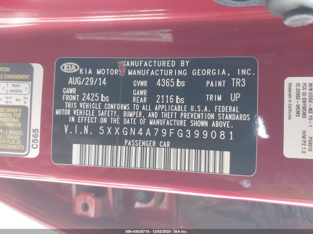 5XXGN4A79FG399081 KIA OPTIMA EX