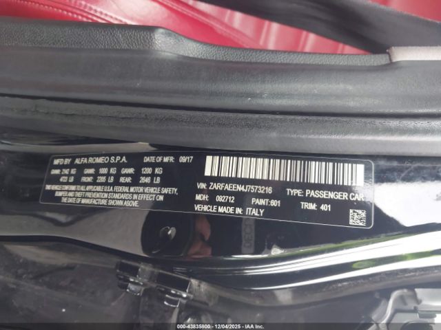 2018 ALFA ROMEO GIULIA ZARFAEEN4J7573216 Photo 8