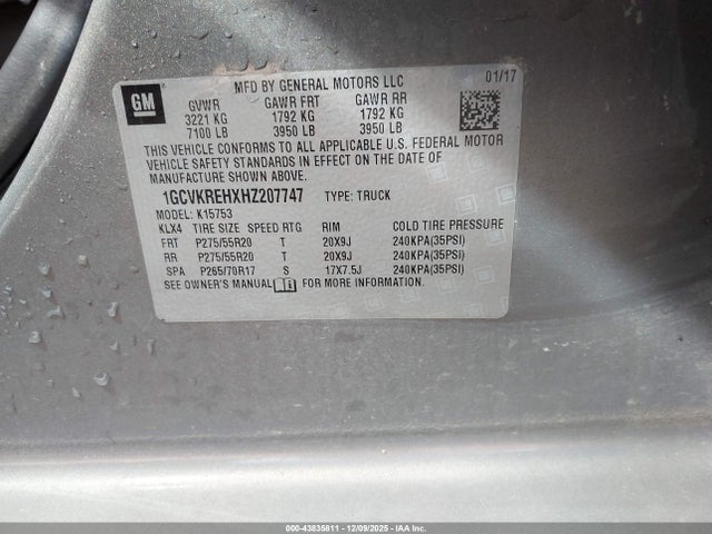 1GCVKREHXHZ207747 Chevrolet Silverado 1500 1lt