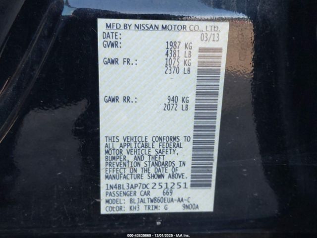 2013 NISSAN ALTIMA 1N4BL3AP7DC251251 Photo 8