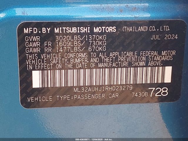 2024 MITSUBISHI MIRAGE ML32AUHJ1RH023279 Photo 8