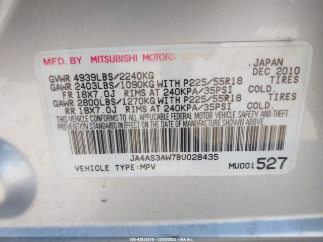 2011 MITSUBISHI OUTLANDER JA4AS3AW7BU028435 Photo 8