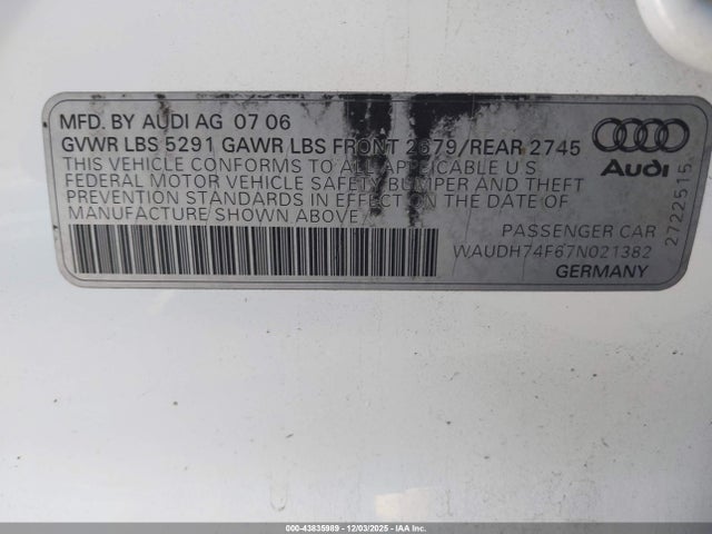 2007 AUDI A6 WAUDH74F67N021382 Photo 8