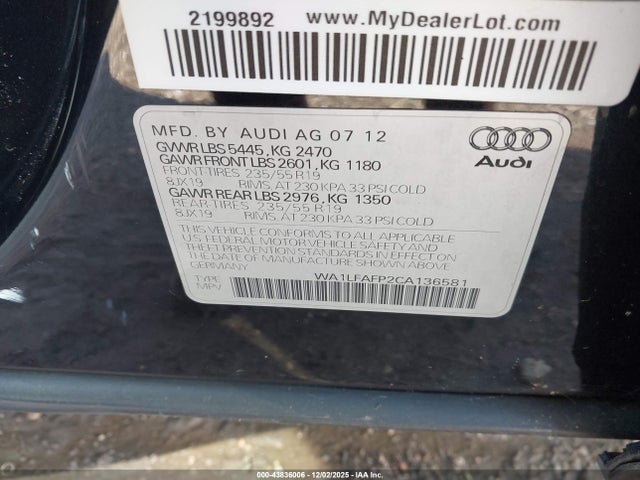 2012 AUDI Q5 WA1LFAFP2CA136581 Photo 8