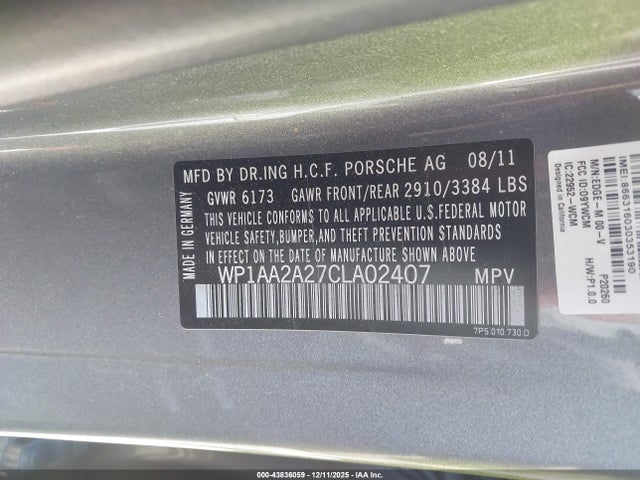 2012 PORSCHE CAYENNE WP1AA2A27CLA02407 Photo 8