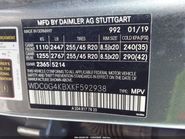 2019 MERCEDES-BENZ GLC 300 WDC0G4KBXKF592938 Photo 8