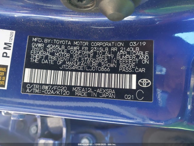 JTDS4RCE1LJ010866 Toyota COROLLA SE