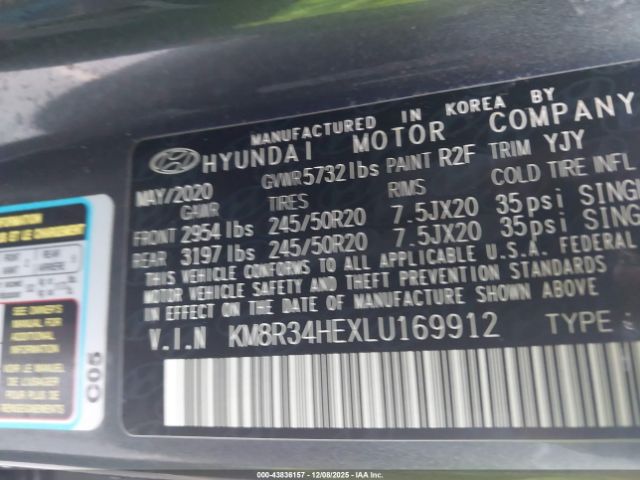 2020 HYUNDAI PALISADE KM8R34HEXLU169912 Photo 8