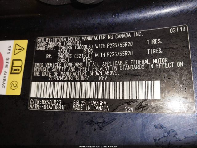 2019 LEXUS RX 350 2T2BZMCA0KC193667 Photo 8