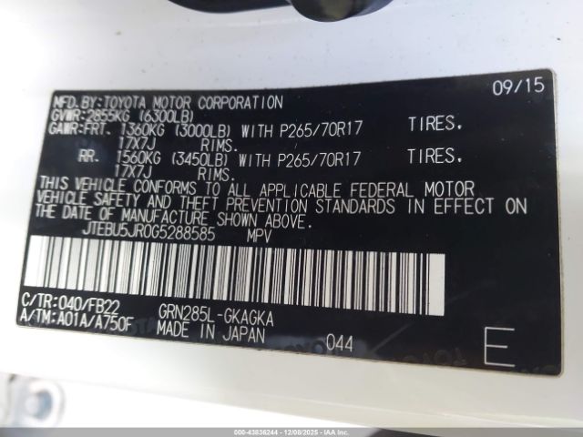 2016 TOYOTA 4RUNNER JTEBU5JR0G5288585 Photo 8